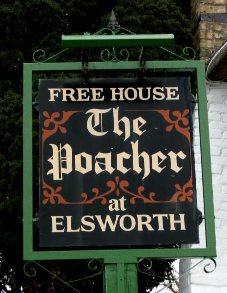 Poacher, Elsworth; signboard. (Pub, External, Bar, Sign, Key). Published on 21-04-2015