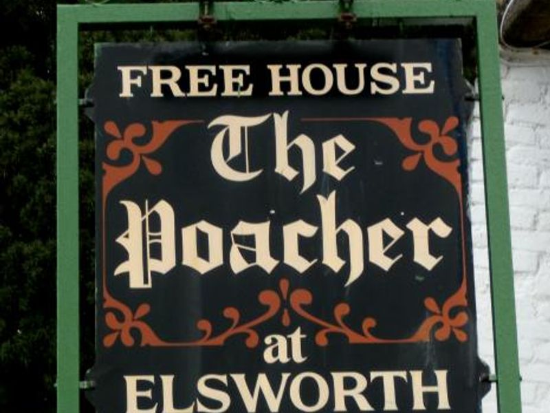 Poacher, Elsworth; signboard. (Pub, External, Bar, Sign, Key). Published on 21-04-2015