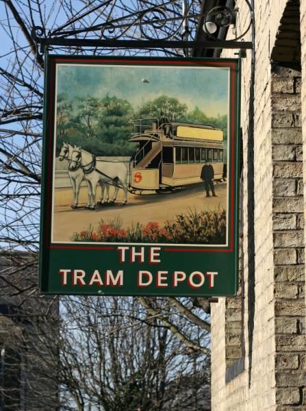A horse drawn tram. February 2012. (Pub, External, Sign). Published on 02-02-2012