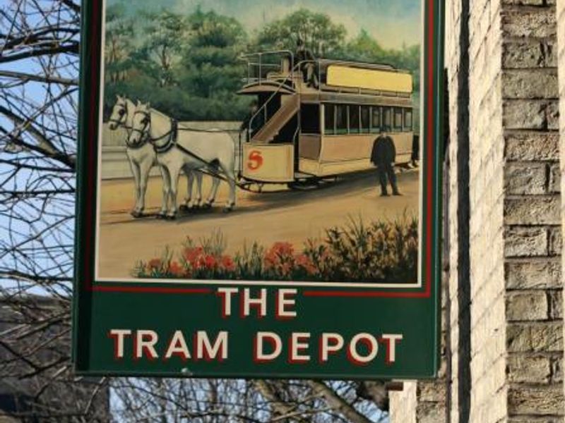 A horse drawn tram. February 2012. (Pub, External, Sign). Published on 02-02-2012