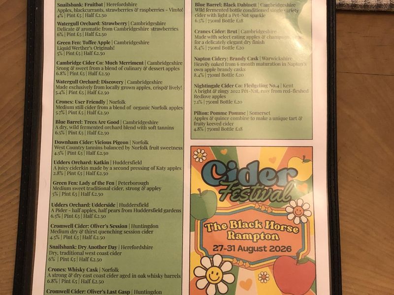Cider menu. Early March 2026. Published on 19-03-2026 