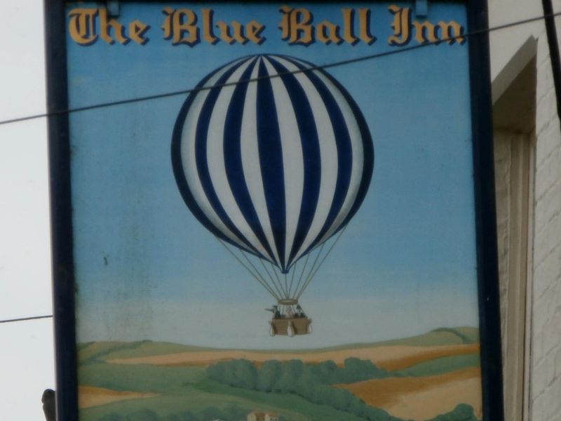 Blue Ball, Grantchester. April 2022. (Pub, External, Sign). Published on 15-09-2022