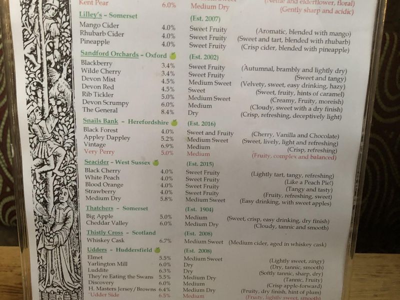 Page two of the cider menu. March 2026. Published on 19-03-2026 