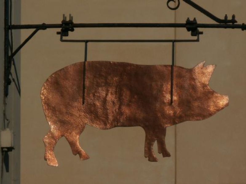 Flying Pig, new sign (August 2015). (Pub, External, Sign, Key). Published on 13-09-2015