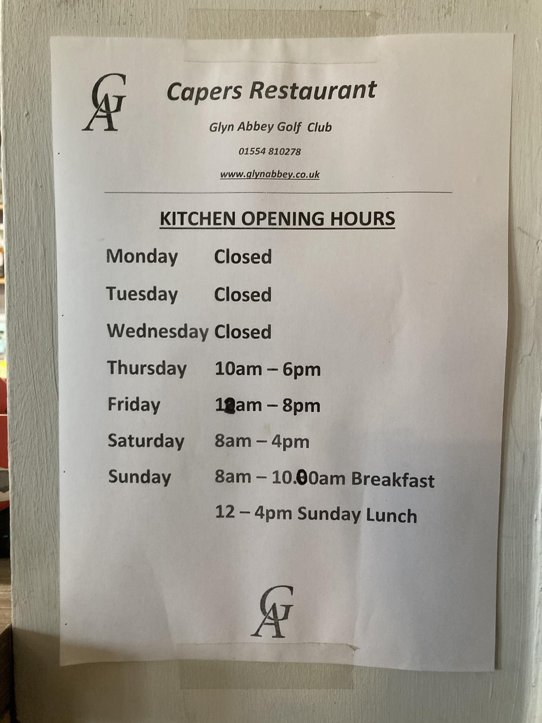 Opening hours. Published on 03-10-2024