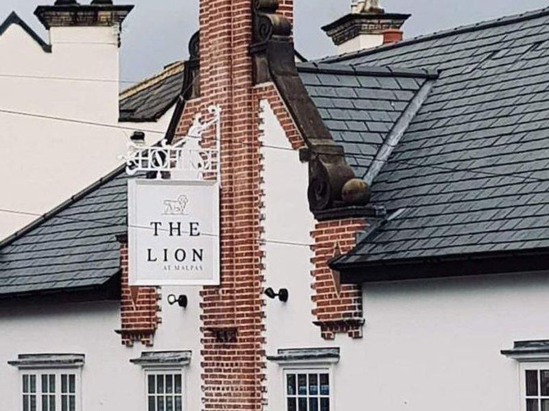 The Lion in Malpas. (Pub, External, Sign, Key). Published on 26-08-2020