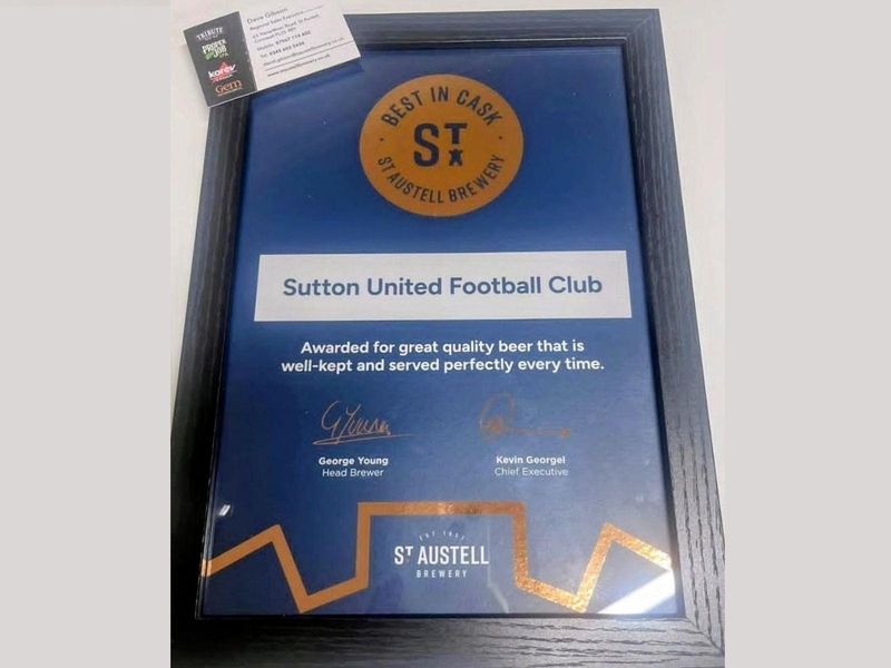 Sutton United FC. (Award). Published on 21-10-2025 