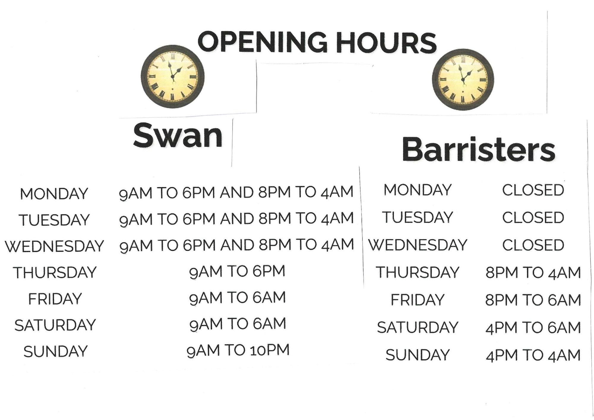 Opening Hours from April 2024. Published on 08-04-2024