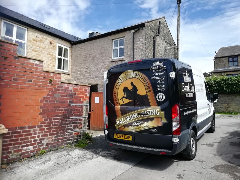 Brewery Van at rear of pub. Published on 03-08-2020