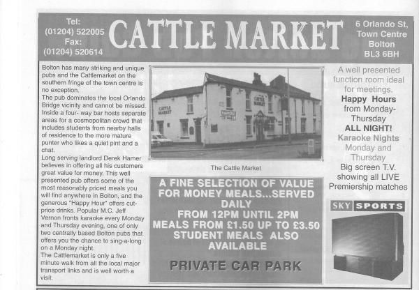 Advert From December 2001 Bolton Pub Directory. Published on 10-02-2016