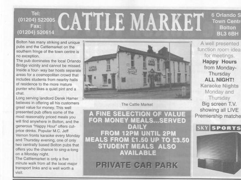 Advert From December 2001 Bolton Pub Directory. Published on 10-02-2016