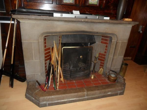 Snooker Room Fireplace with broken Cues. Published on 16-12-2015
