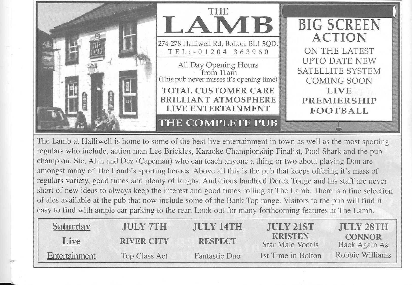 Pub Advert July 2001. Published on 20-05-2022