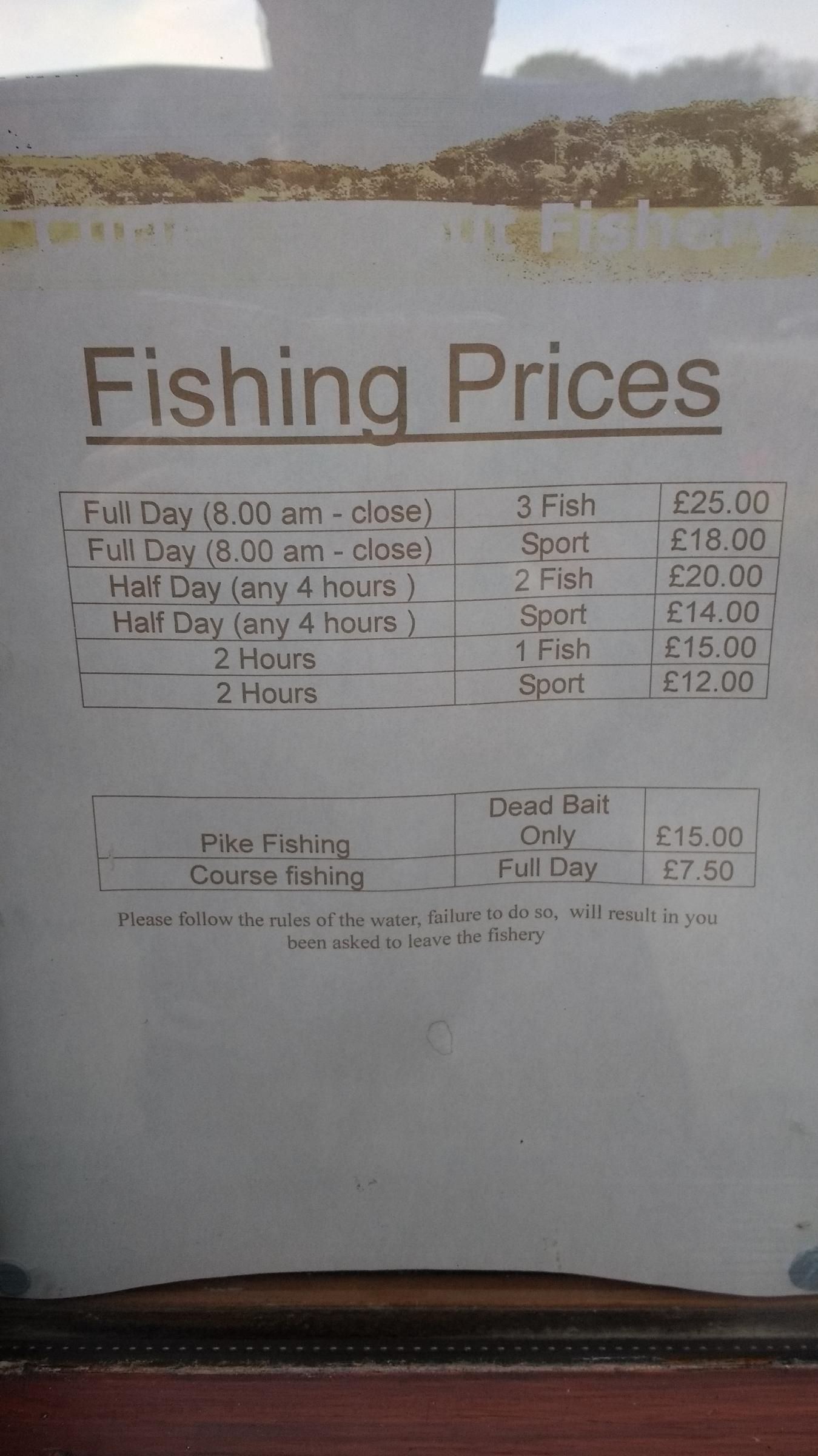 2017 Fishing Price List. Published on 20-05-2017