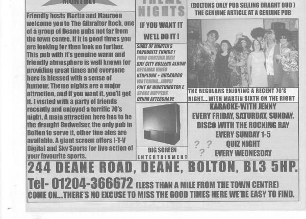 Advert From December 2001 Bolton Pub Directory. Published on 10-02-2016