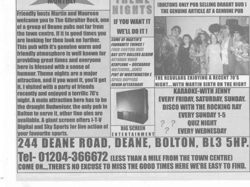 Advert From December 2001 Bolton Pub Directory. Published on 10-02-2016