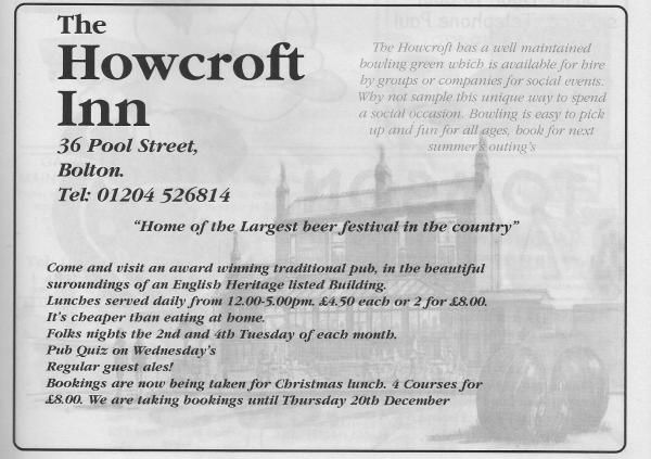 Advert From November 2001 Yellow Pub Directory. Published on 10-02-2016