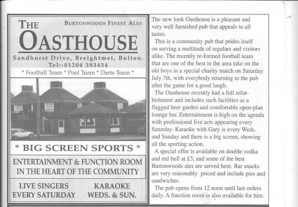 Advert From July 2001 Bolton Pub Directory. Published on 10-02-2016