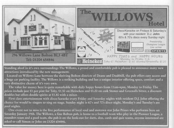 Advert From December 2001 Bolton Pub Directory. Published on 11-02-2016