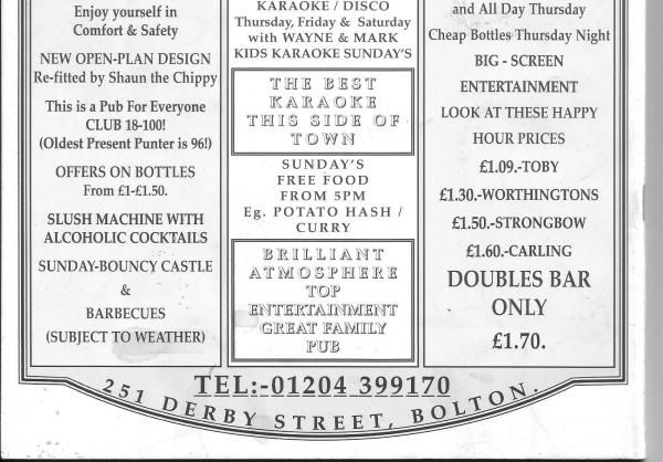 Advert From July 2001 Bolton Pub Directory. Published on 10-02-2016
