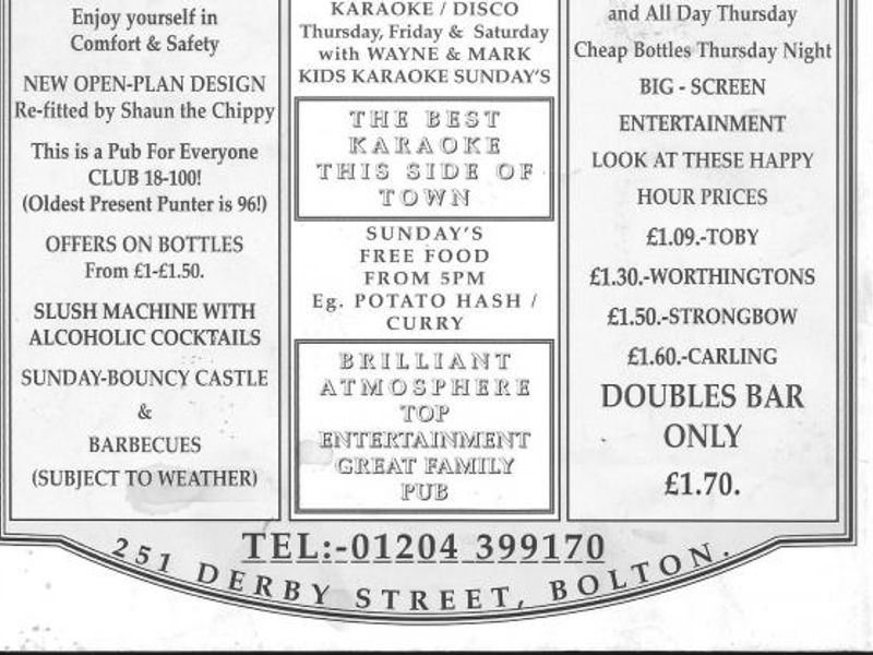 Advert From July 2001 Bolton Pub Directory. Published on 10-02-2016