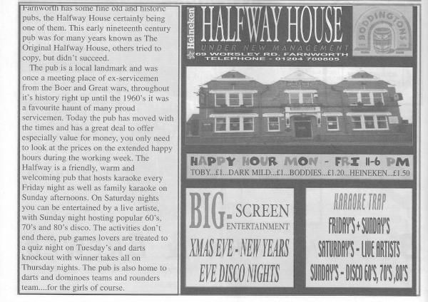 Advert From December 2001 Bolton Pub Directory. Published on 10-02-2016