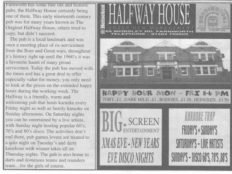 Advert From December 2001 Bolton Pub Directory. Published on 10-02-2016