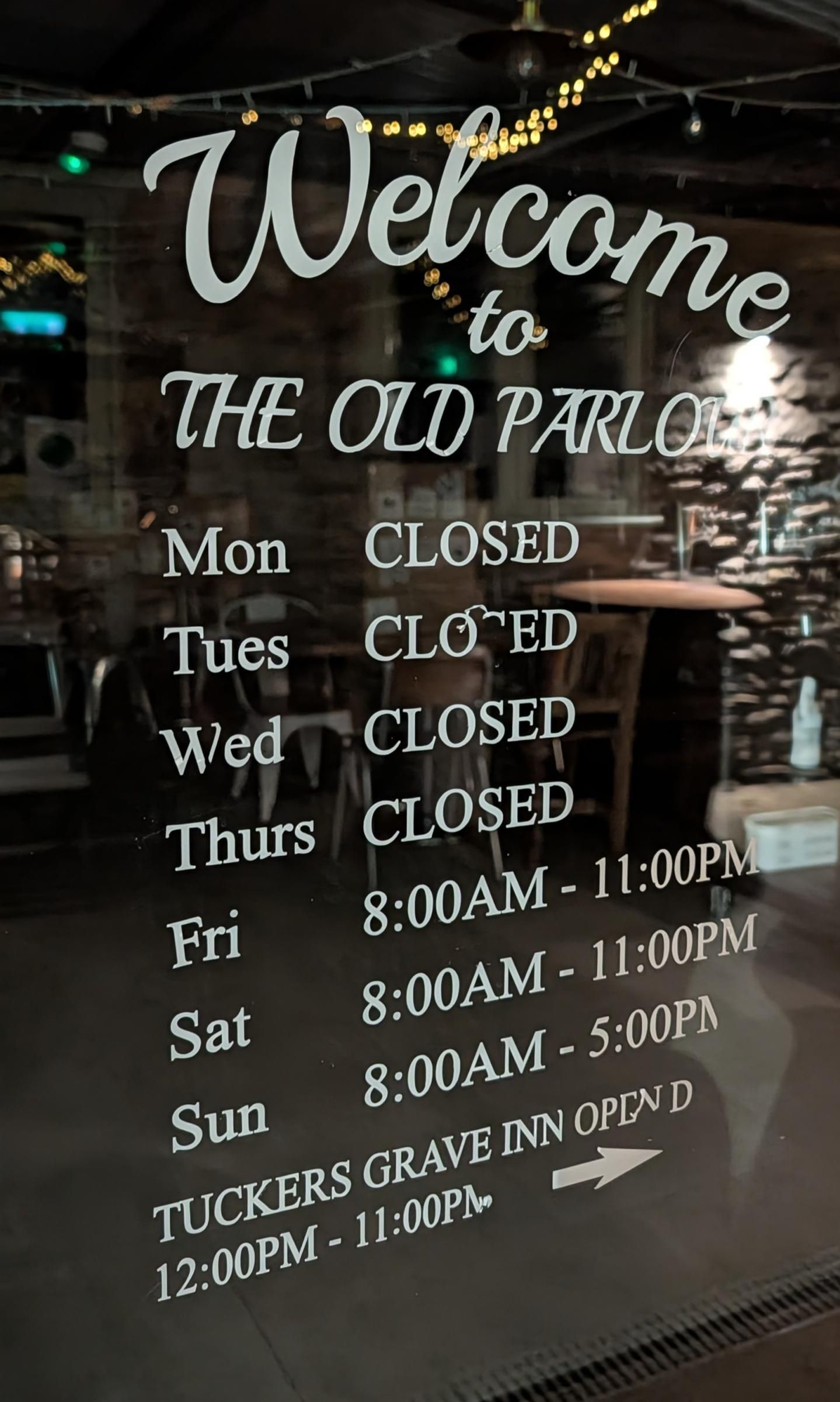 Old Parlour Hours. Published on 27-09-2026