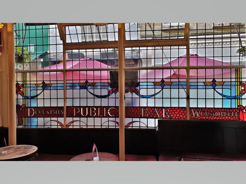 Jul 2020 - Stained glass front window. (Bar, Sign). Published on 27-10-2020