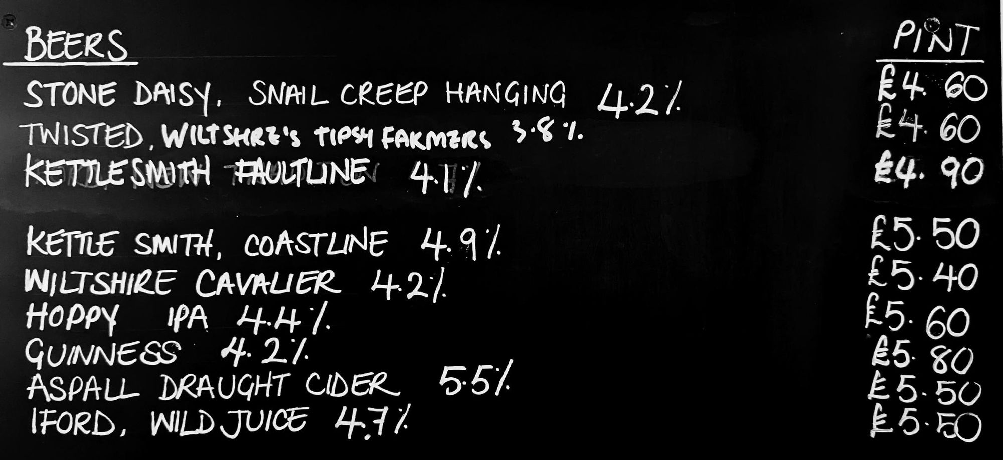 Beer & Cider List. (Sign). Published on 03-03-2025