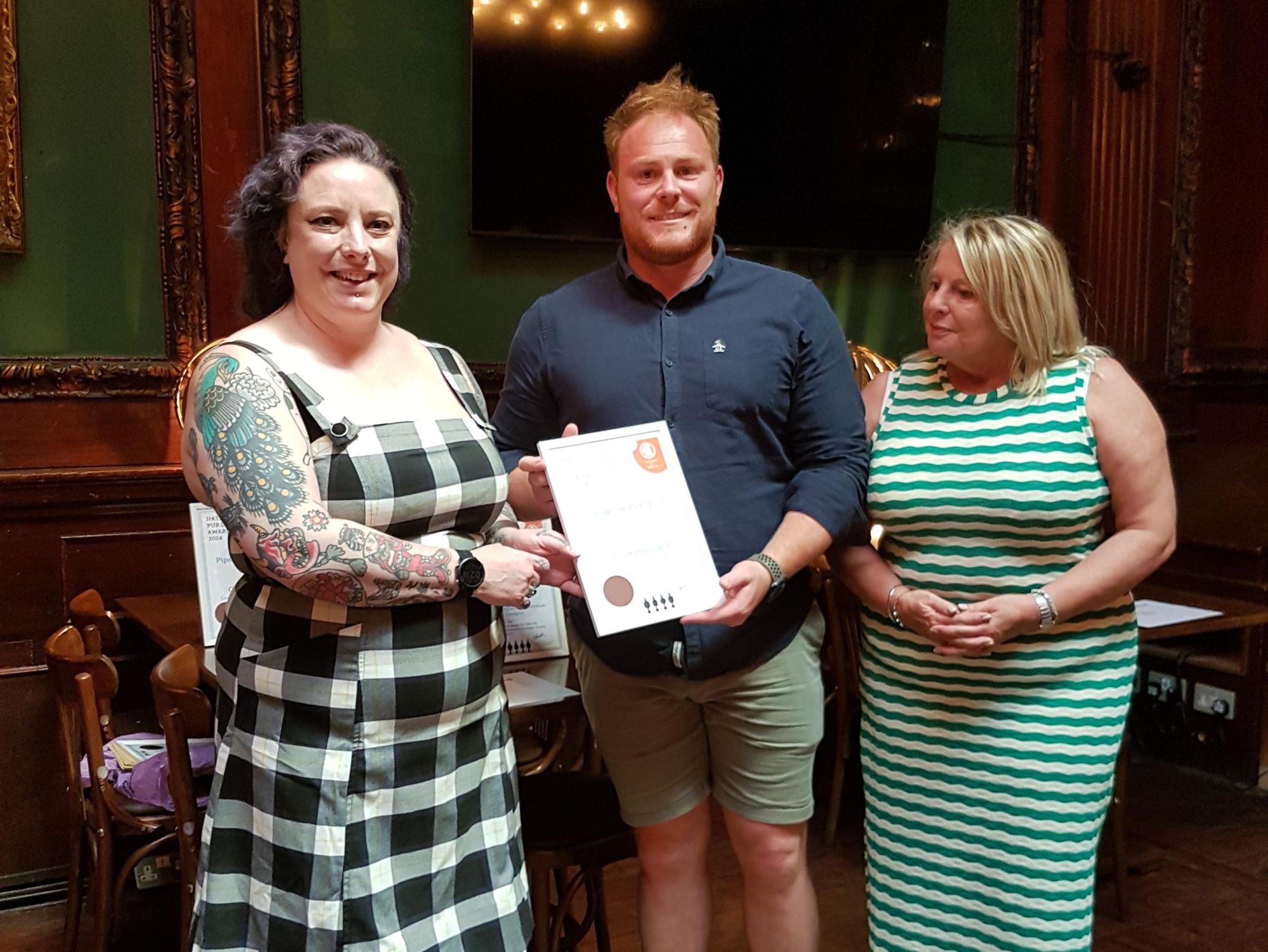 Laura Emson - presents "Commended" Pub Design Award to Sam. (Publican, Award). Published on 22-06-2024