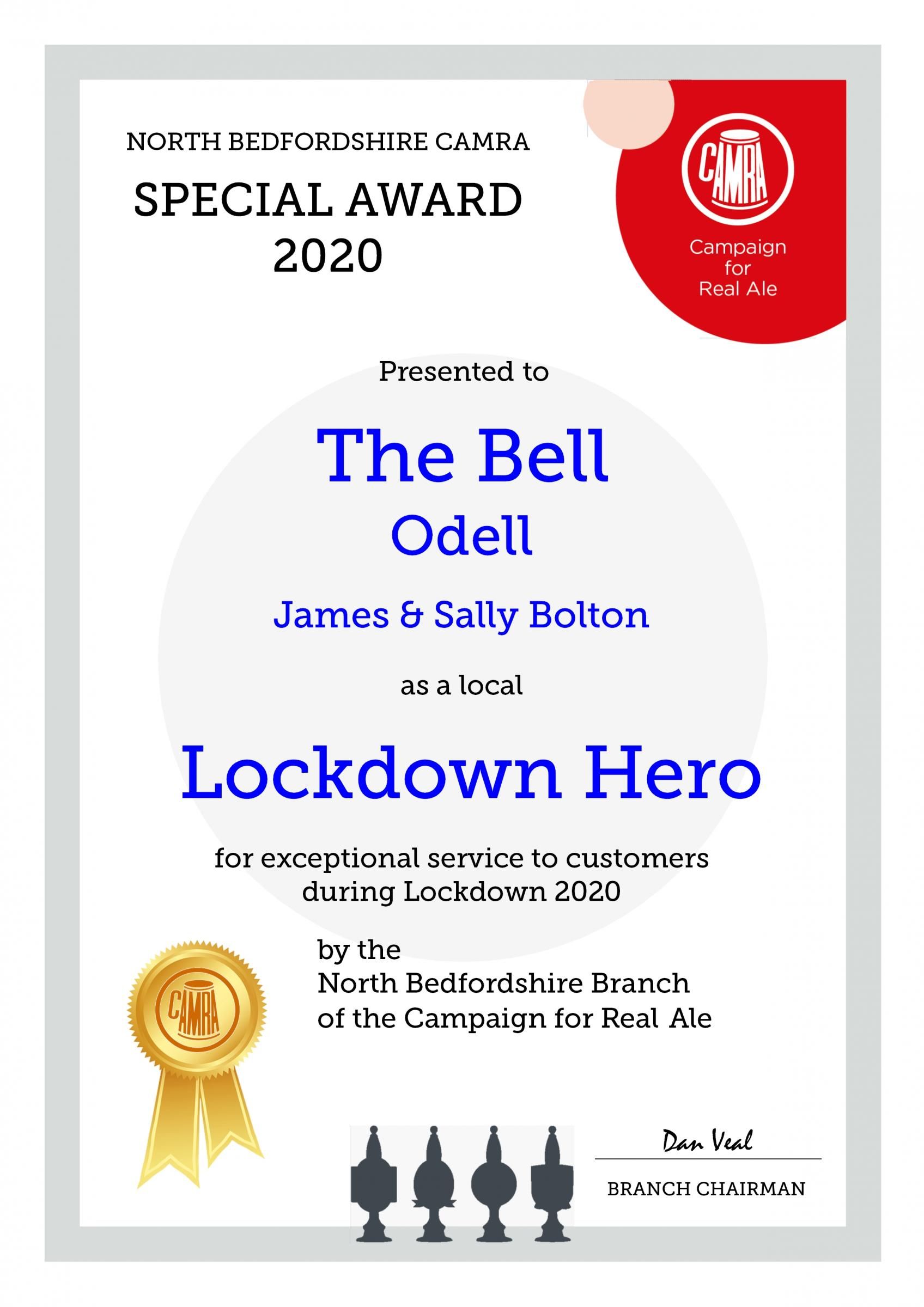 Lockdown Hero award 2020. (Award). Published on 11-11-2020
