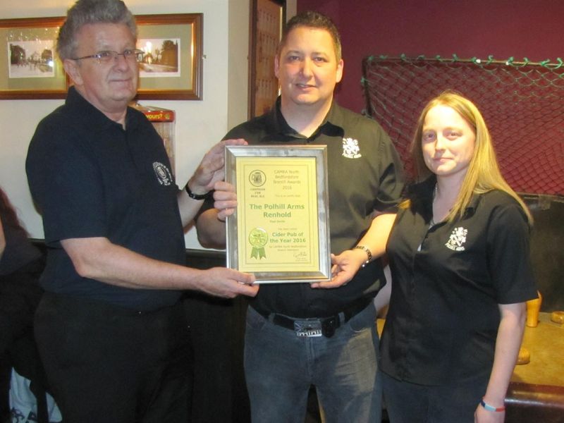 Polhill Arms at Renhold: Local Cider POTY award 2016 . (Pub, Publican, Award). Published on 02-02-2017