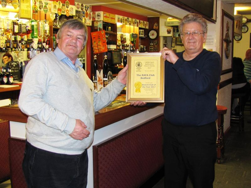 RAFA Club Bedford: Local CAMRA Club of the Year 2017. (Pub, Bar, Publican, Award). Published on 14-04-2017 