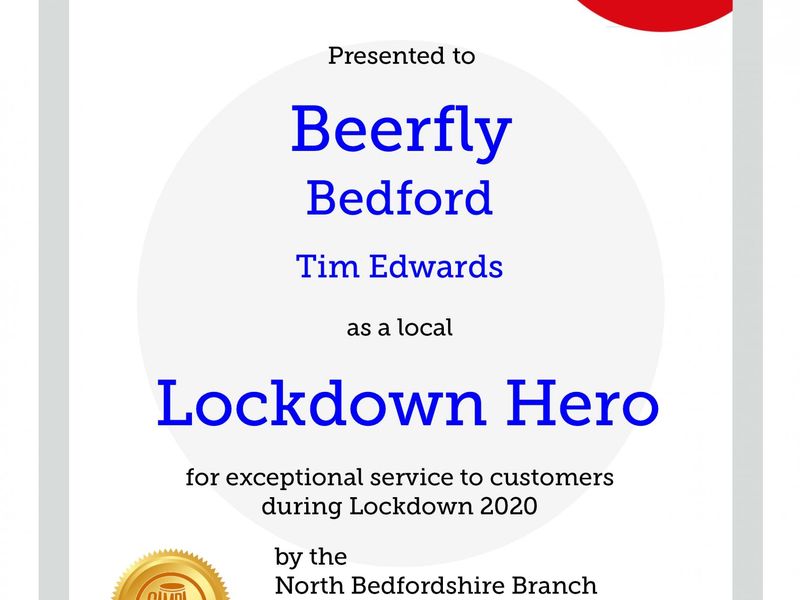 Beerfly, Bedford - Lockdown Hero award 2020. (Award). Published on 11-11-2020