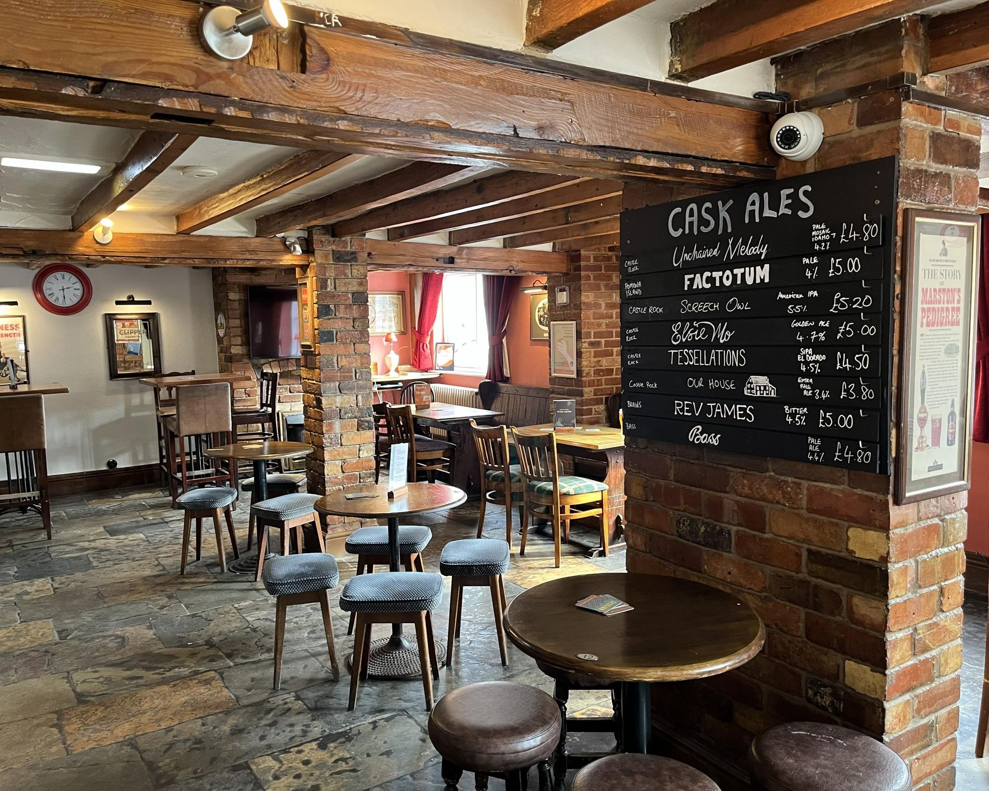 Bar area seating and ale board. (Pub). Published on 29-09-2026