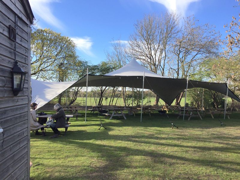 Stretch tent in rear garden of Five Bells, Wickham (17/4/2021). (External, Garden). Published on 18-04-2021