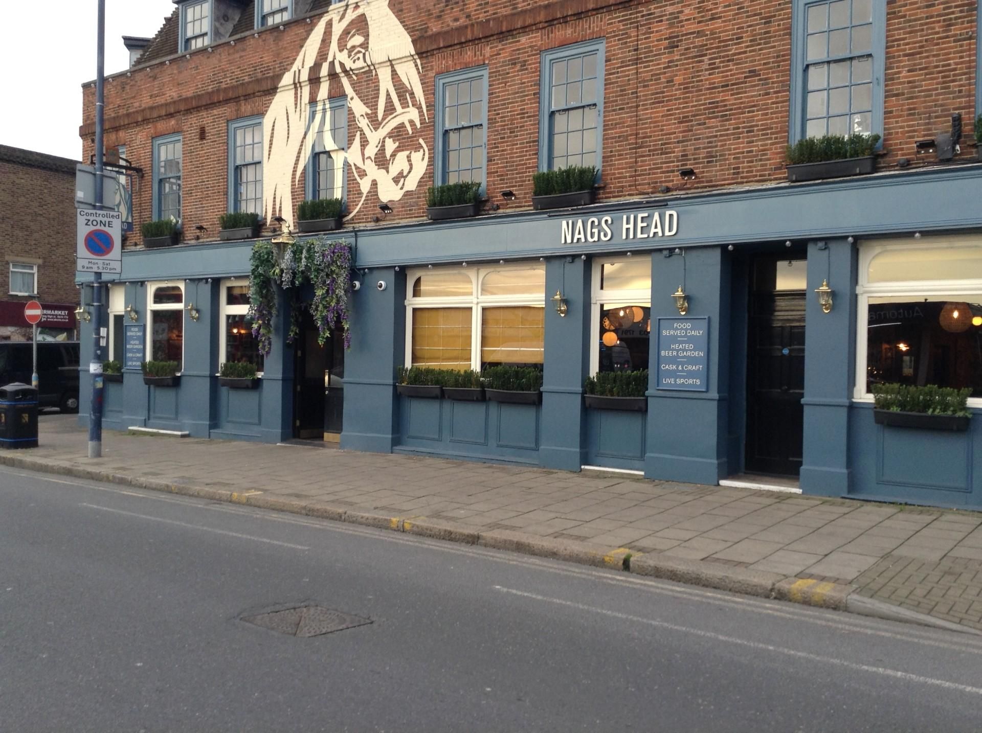 Nag's Head, Welling at end 2024 showing exterior artwork. (Pub, External, Sign, Key). Published on 09-12-2024