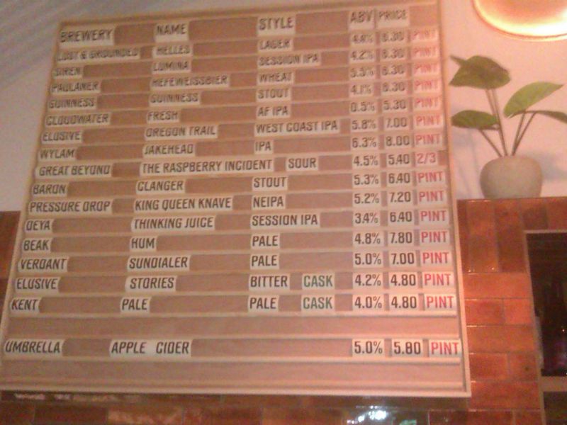 Rusty Bucket's beer board menu. (Pub, Sign). Published on 20-10-2024 