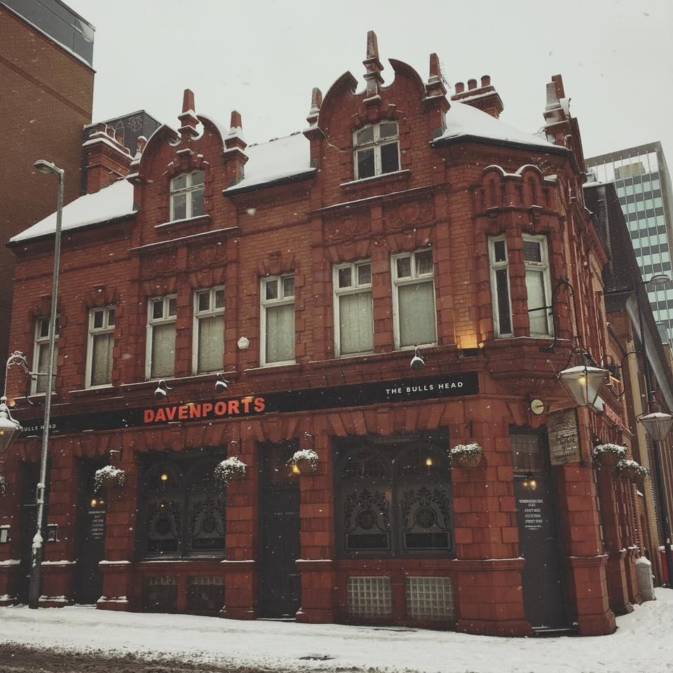 Exterior of the pub on a snowy day. (Pub, External, Key). Published on 15-02-2018