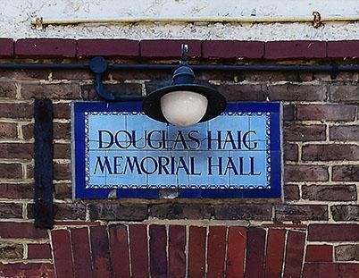 Earl Haig Memorial Hall sign. (Sign). Published on 09-06-2019