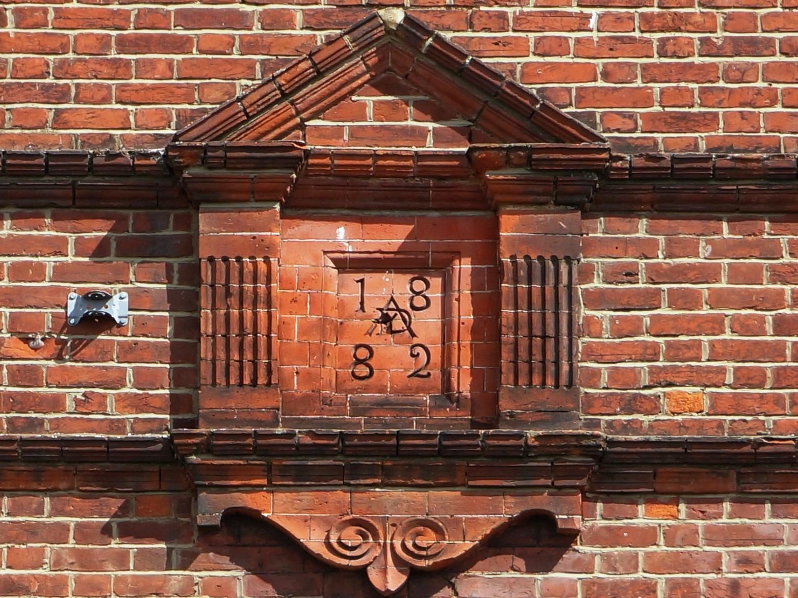 Photo taken 2 Sep 2020, AD 1882 external brick wall sign.. (Sign). Published on 12-08-2026