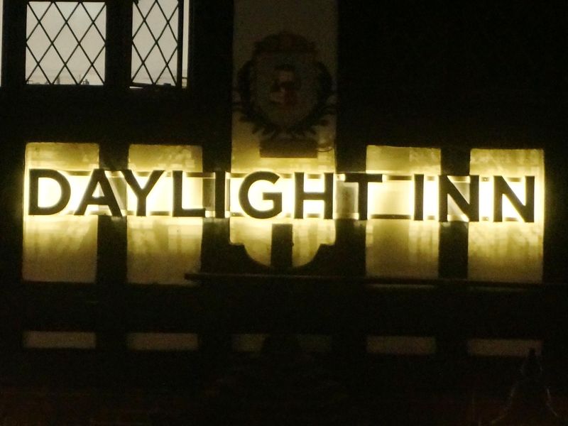 Photo taken 21 September 2019, illuminated external wall sign.. (Pub, Sign). Published on 22-09-2019