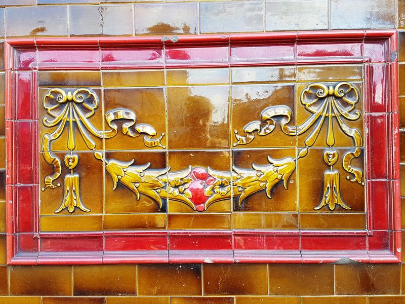 Photo taken 5 Aug 2018, external wall tiles.. (Pub, Sign). Published on 08-05-2017