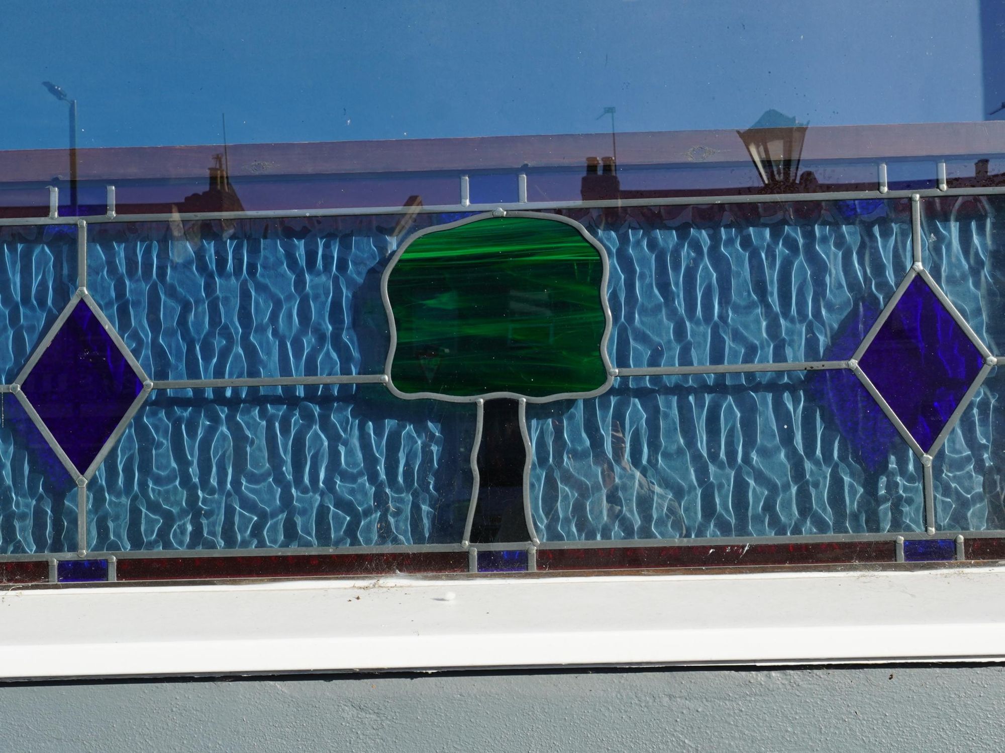 Photo taken 23 August 2023 stained glass window sign. (Pub, Sign). Published on 24-08-2023