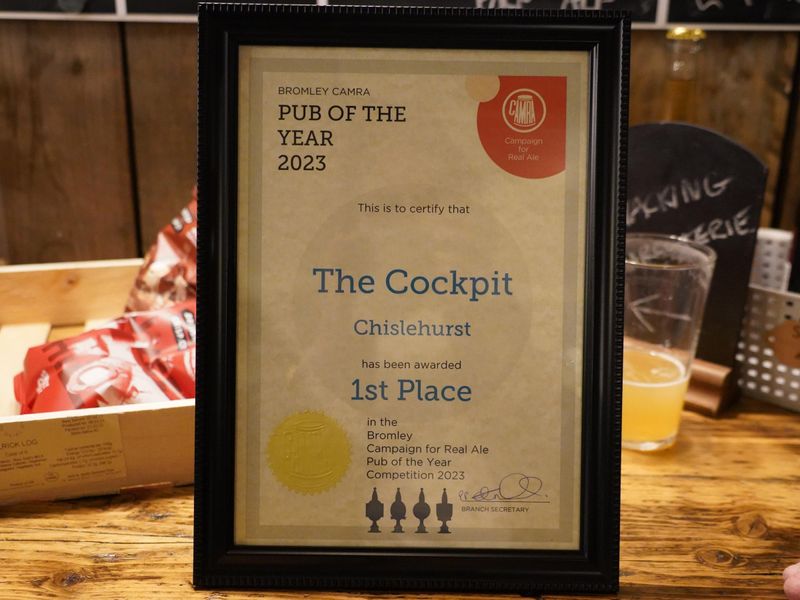 Photo taken 19 Apr 2023, Bromley Pub of the Year 2023 Cert.. (Pub, Award). Published on 20-04-2023