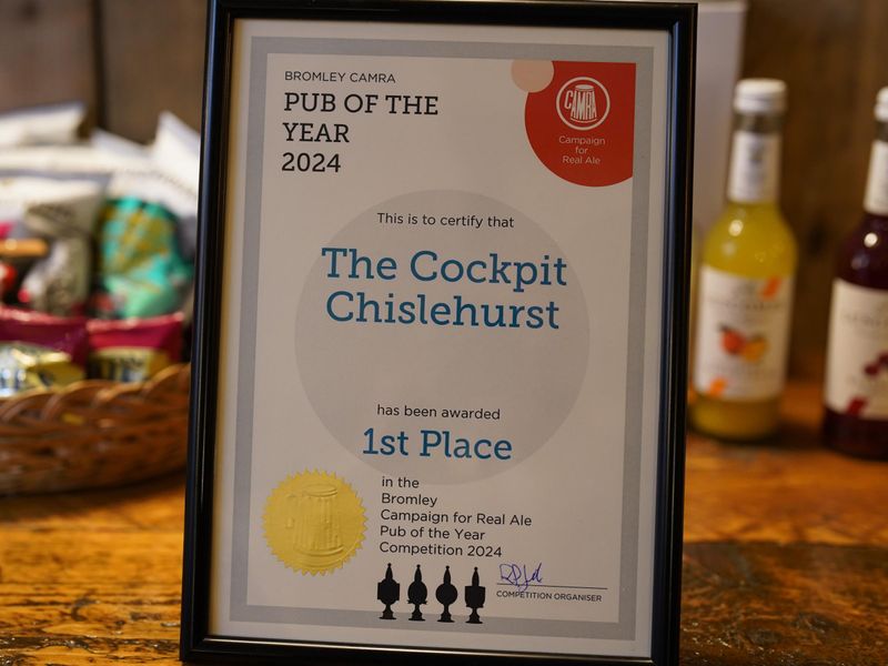 Photo taken 3 Apr 24, Bromley Pub of the Year 2024 Cert.. (Pub, Award). Published on 04-04-2024