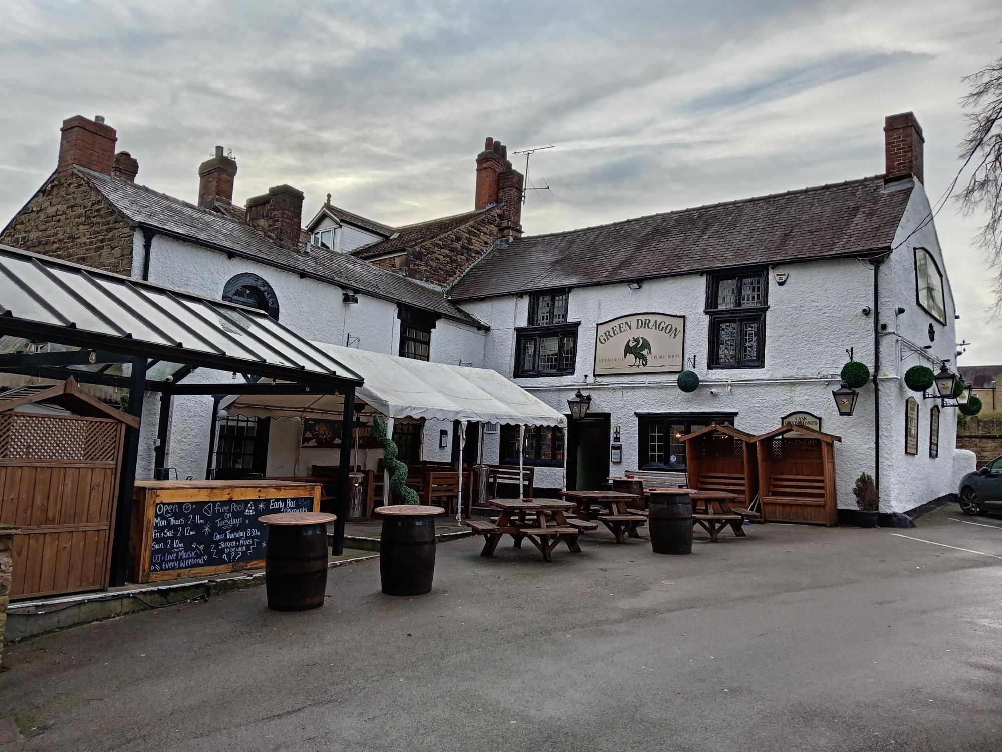 Exterior of the Green Dragon (December 2025). (Pub, External, Key). Published on 13-12-2025