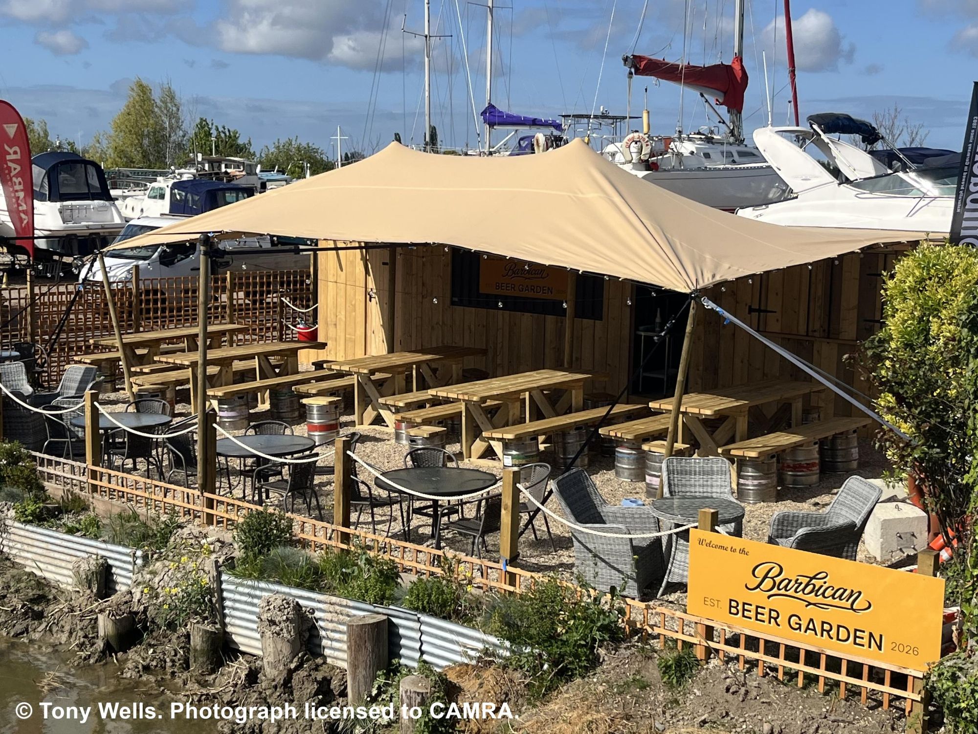 Barbican Beer Garden, Sandwich - External © Tony Wells. (Pub, External, Key). Published on 21-04-2026