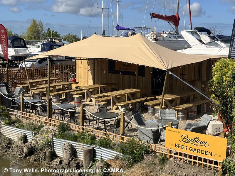 Barbican Beer Garden, Sandwich - External © Tony Wells. (Pub, External, Key). Published on 21-04-2026